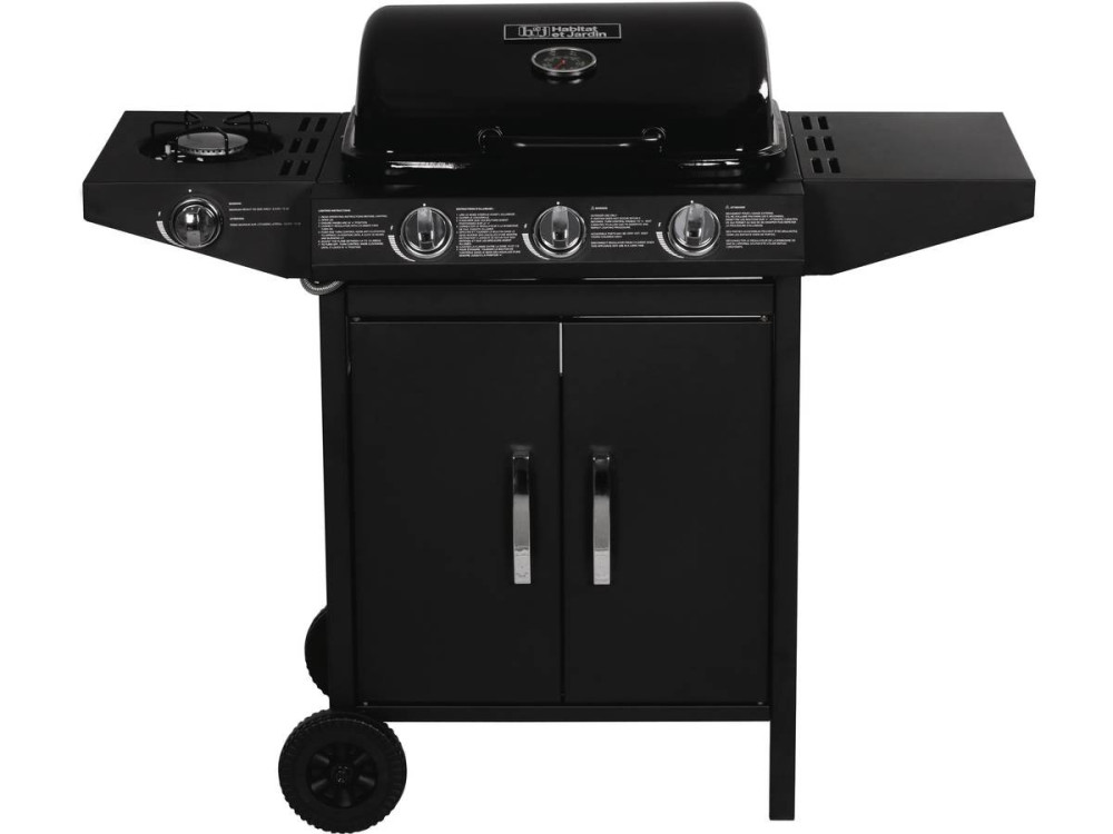 Barbacoa a gas  "Festa 4" - 4 quemadores (1 lateral) - 10.5kW - Negro