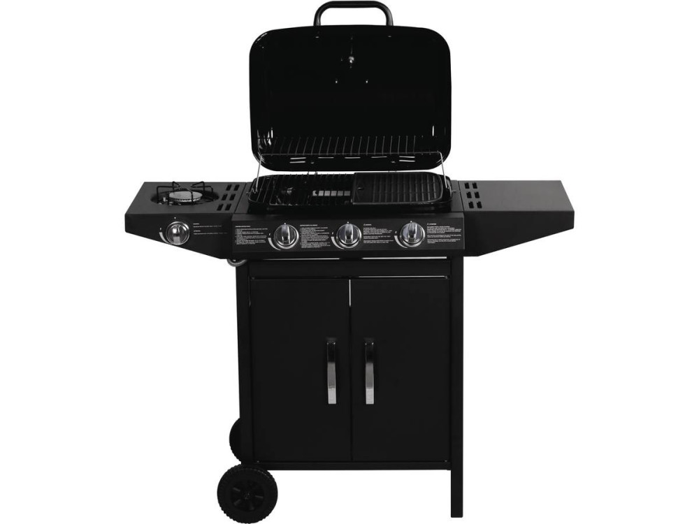 Barbacoa a gas  "Festa 4" - 4 quemadores (1 lateral) - 10.5kW - Negro
