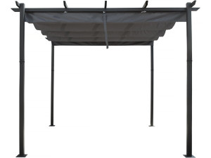 Pérgola Metálica con Techo Retráctil - 3 x 3 m - Gris
