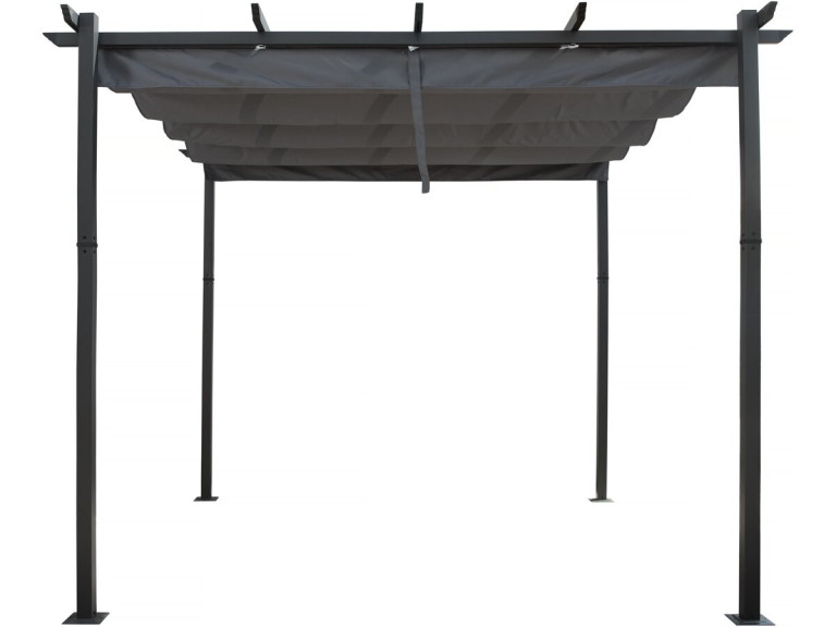 Pérgola Metálica con Techo Retráctil - 3 x 3 m - Gris