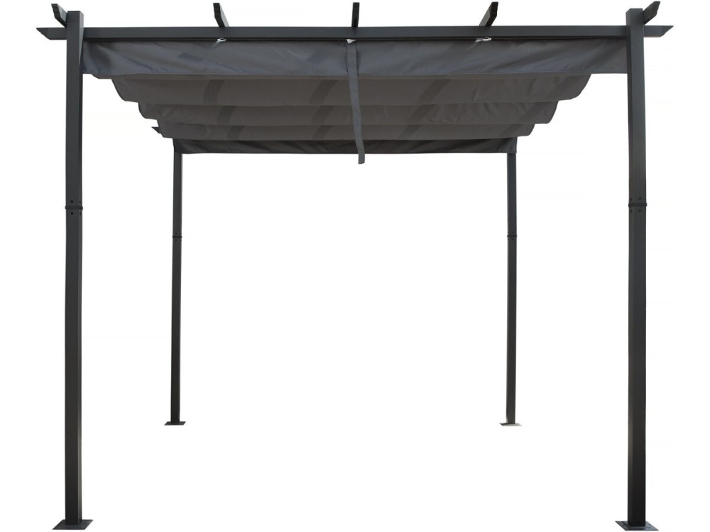 Pérgola Metálica con Techo Retráctil - 3 x 3 m - Gris