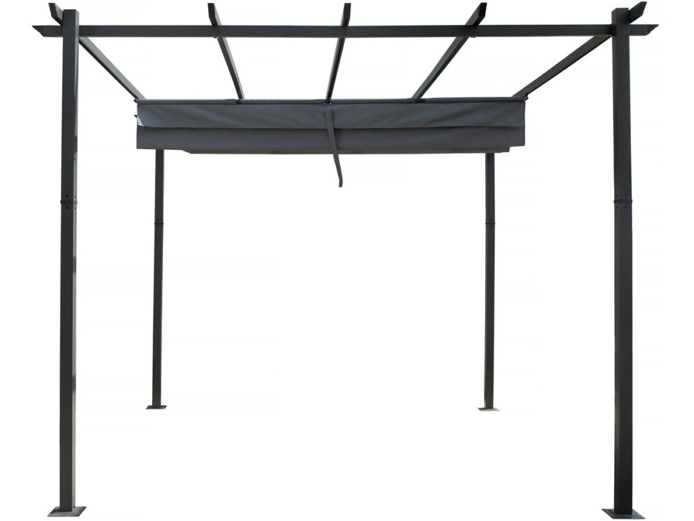 Pérgola Metálica con Techo Retráctil - 3 x 3 m - Gris