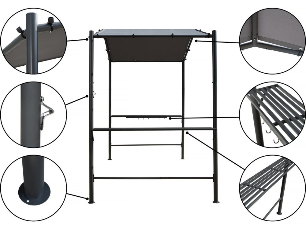 Cenador pérgola para barbacoa - 277 x 149 cm - Antracita