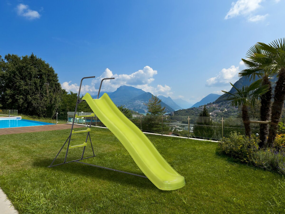 Tobogán de jardín de doble onda "Poly" en verde - 240 x 120 x 156 cm