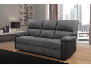 Sofá reclinable 3 plazas "Lincoln" - Color negro/Gris oscuro 2