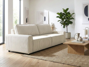 Sofá cama de pana "Montaigne" - 3 plazas - Beige 2