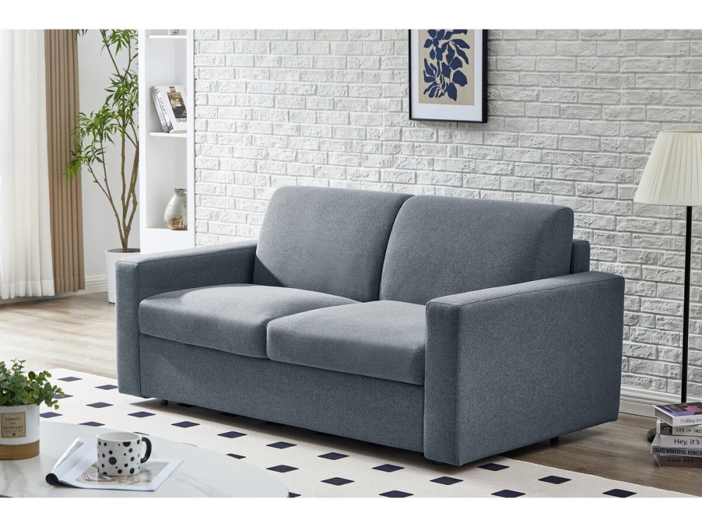 Sofá cama convertible express "Diana" de tela - Cama de 120 cm - 2 plazas - Gris