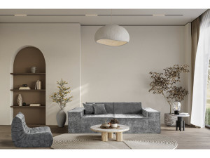 Sofá modular recto de 3 plazas en tejido texturizado "Lusso" - Gris 2