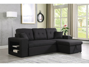 Sofá esquinero convertible/reversible "Axel" - Negro 2
