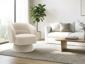 Sillón giratorio "Franklin" de rizo - 74 x 75 x 75 cm - Beige 2
