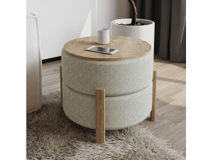 Puff de madera "Clon" - 47 x 48 x 45 cm - Beige 2