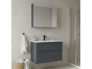 Conjunto de mueble con lavabo y espejo (2 piezas) «Messina 85 v2» - 85 x 45 x 55 cm - Antracita mate 2