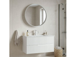 Conjunto de mueble de lavabo con espejo (2 piezas) «Moonlight 90 v2» - 91 x 51 x 51 cm - Blanco mate 2