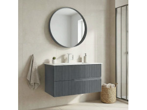 Conjunto de mueble con lavabo y espejo (2 piezas) «Moonlight 90 v2» - 91 x 51 x 51 cm - Antracita mate 2