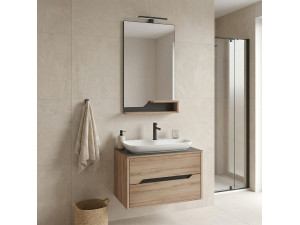 Conjunto de mueble con lavabo y espejo (2 piezas) «Galia 80 v2» - 100 x 50 x 50 cm - Roble 2