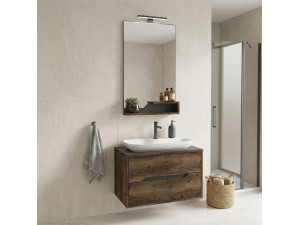 Conjunto de mueble con lavabo y espejo (2 piezas) «Galia 80 v2» - 100 x 50 x 50 cm - Nogal 2