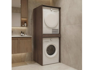 Mueble para lavadora «Linfa 70» - 70 x 73 x 193 cm - Nogal oscuro 2