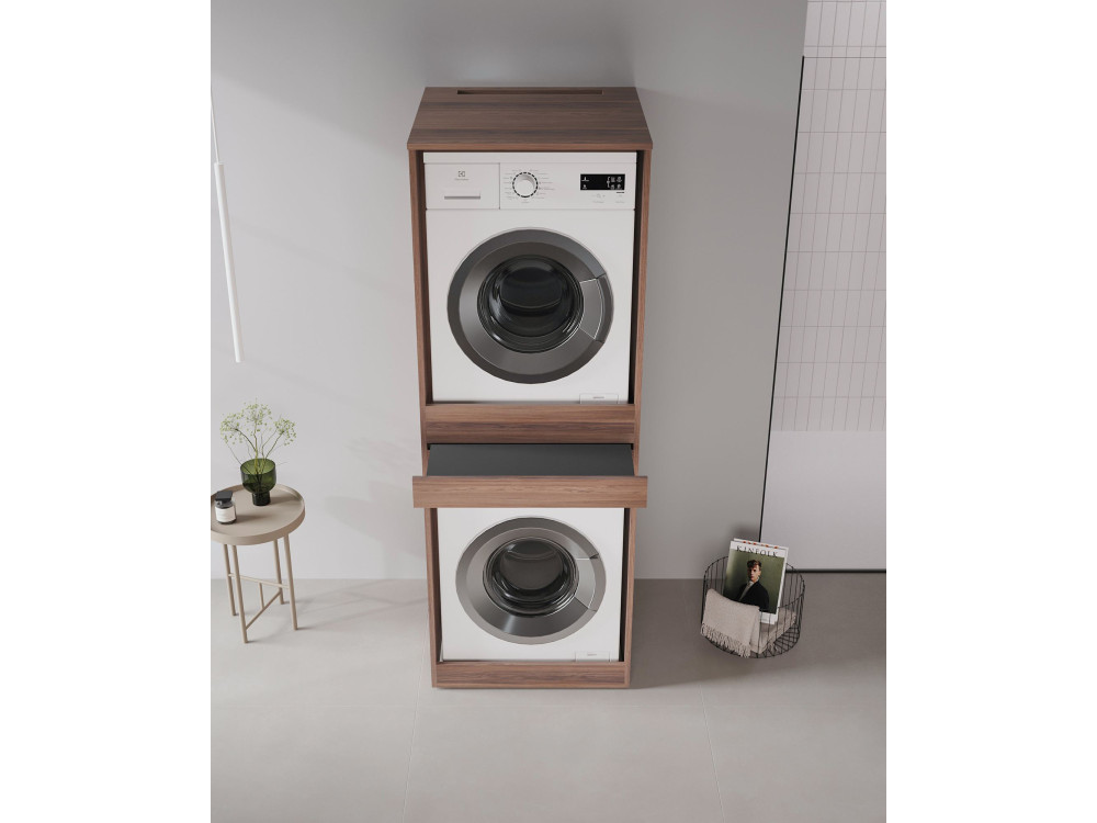 Mueble para lavadora «Linfa 70» - 70 x 73 x 193 cm - Nogal oscuro