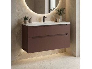 Mueble para lavabo «Messina 100 v2» - 100 x 45 x 55 cm - Rojo mate 2