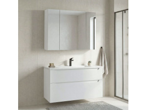 Conjunto de mueble con lavabo y espejo (2 piezas) «Messina 100 v2» - 100 x 45 x 55 cm - Blanco mate 2