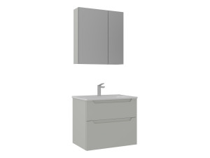 Conjunto de mueble con lavabo y espejo (2 piezas) «Messina 65 v2» - 65 x 45 x 55 cm - Cachemira mate
