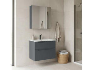 Conjunto de mueble con lavabo y espejo (2 piezas) «Messina 65 v2» - 65 x 45 x 55 cm - Antracita mate 2