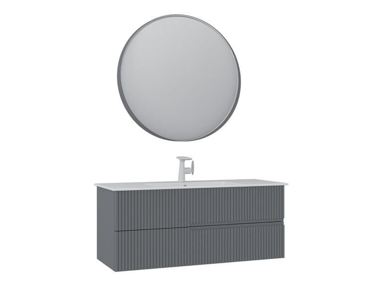 Conjunto de mueble con lavabo y espejo (2 piezas) «Moonlight 120 v2» - 121 x 51 x 51 cm - Gris mate