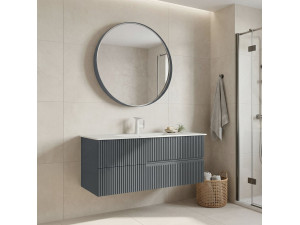 Conjunto de mueble con lavabo y espejo (2 piezas) «Moonlight 120 v2» - 121 x 51 x 51 cm - Gris mate 2