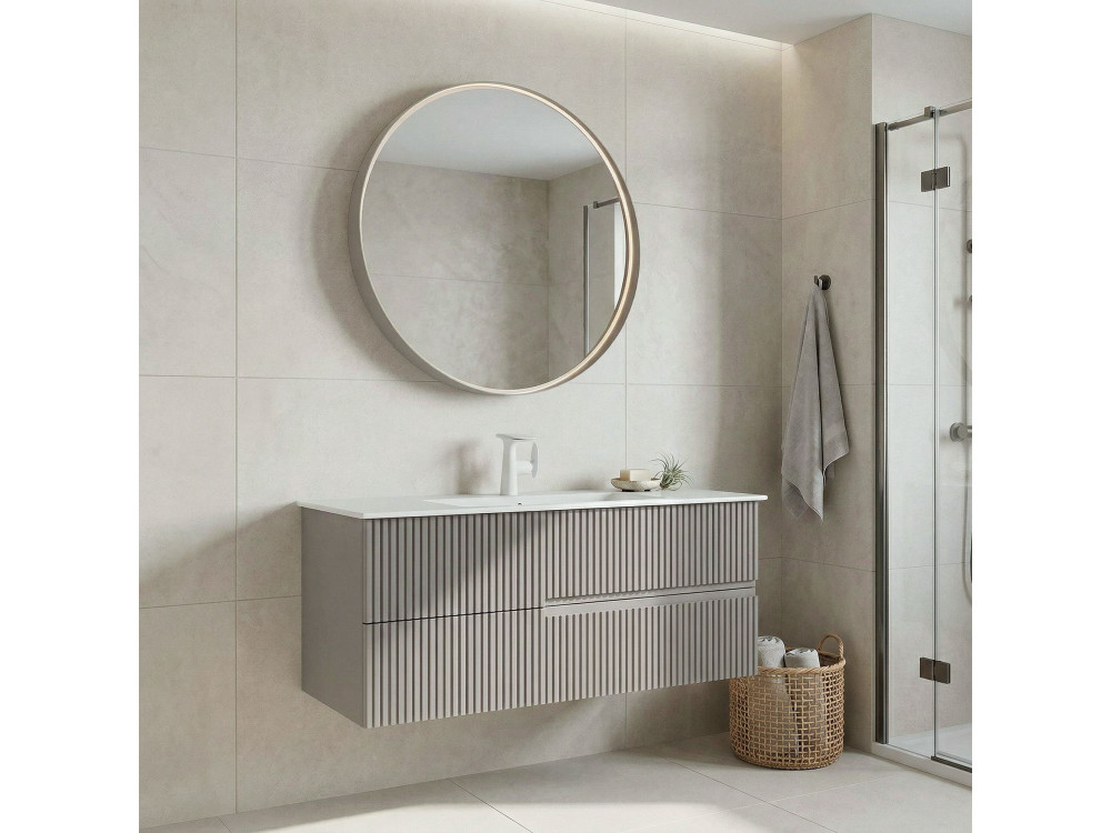 Conjunto de mueble con lavabo y espejo (2 piezas) «Moonlight 120 v2» - 121 x 51 x 51 cm - Matte Mink