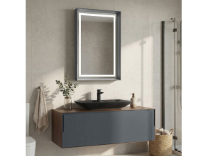 Conjunto de mueble con lavabo y espejo (2 piezas) «Craft 120» - 120 x 50 x 40 cm - Nogal / Antracita 2