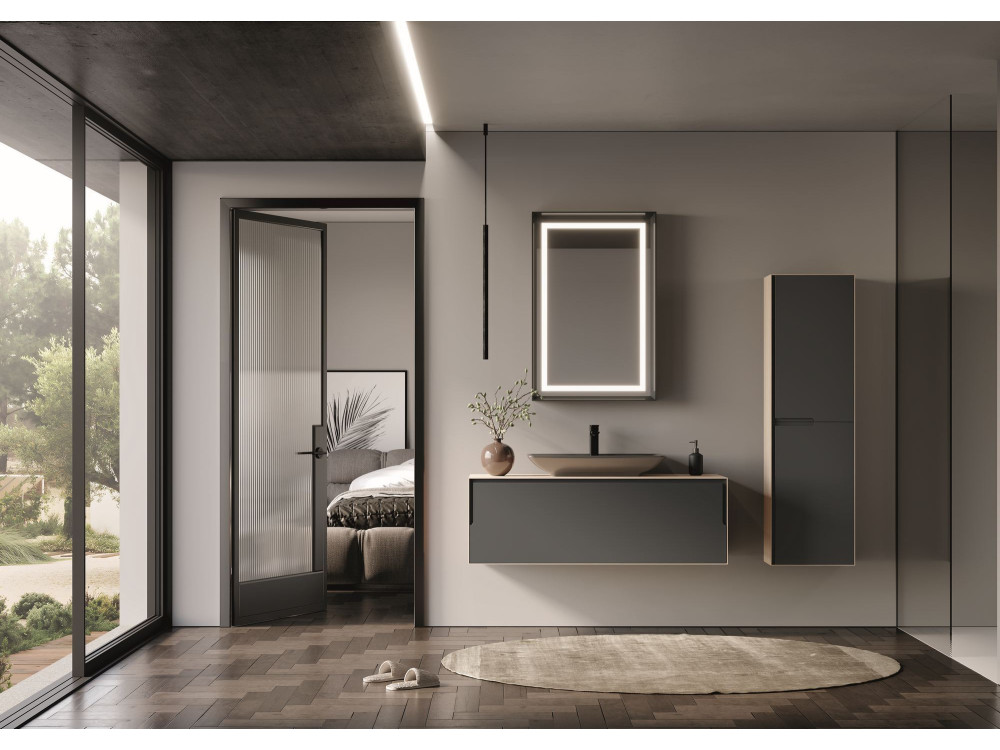 Espejo decorativo de madera «Craft 60 x 90 v2» - 60 x 10 x 90 cm - Antracita mate