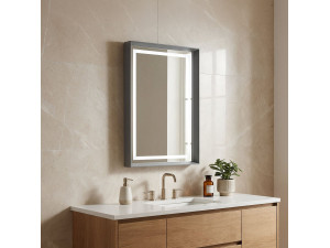 Espejo decorativo de madera «Craft 60 x 90 v2» - 60 x 10 x 90 cm - Gris mate 2