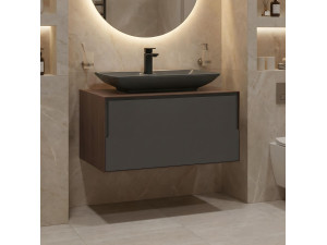 Mueble para lavabo «Craft 80» - 80 x 50 x 40 cm - Nogal / Antracita 2