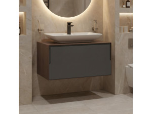Mueble para lavabo «Craft 80» - 80 x 50 x 40 cm - Nogal / Antracita 2