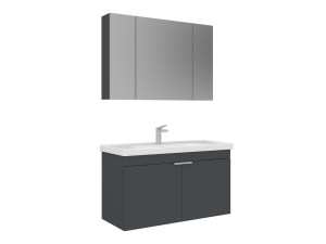 Conjunto de mueble con lavabo y espejo (2 piezas) «Desna 100» - 100 x 45 x 58 cm - Antracita mate