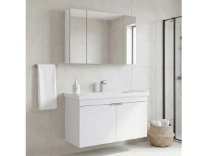 Conjunto de mueble con lavabo y espejo (2 piezas) «Desna 100» - 100 x 45 x 58 cm - Blanco mate 2