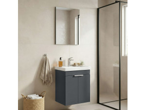 Conjunto de mueble con lavabo y espejo (2 piezas) «Desna 50» - 50 x 38 x 58 cm - Antracita mate 2