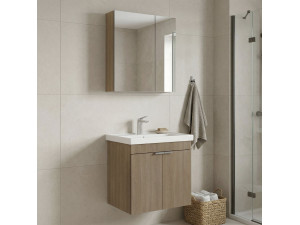 Conjunto de mueble con lavabo y espejo (2 piezas) «Desna 60» - 60 x 45 x 58 cm - Roble 2