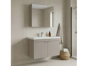 Conjunto de mueble con lavabo y espejo (2 piezas) «Desna 80» - 80 x 45 x 58 cm - Arena 2