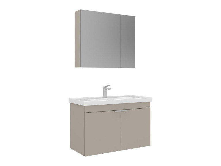 Conjunto de mueble con lavabo y espejo (2 piezas) «Desna 90» - 90 x 45 x 58 cm - Arena