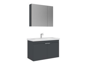 Conjunto de mueble con lavabo y espejo (2 piezas) «Desna 90» - 90 x 45 x 58 cm - Antracita mate