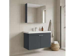 Conjunto de mueble con lavabo y espejo (2 piezas) «Desna 90» - 90 x 45 x 58 cm - Antracita mate 2
