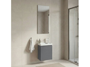 Conjunto de mueble con lavabo y espejo (2 piezas) «Ferla 40» - 40 x 22 x 50 cm - Gris mate 2