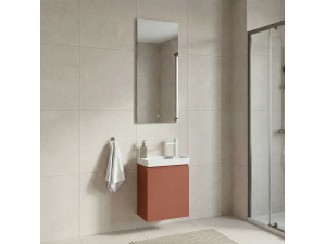 Conjunto de mueble con lavabo y espejo (2 piezas) «Ferla 40» - 40 x 22 x 50 cm - Canela mate 2