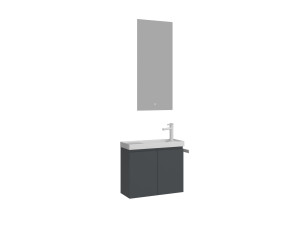 Conjunto de mueble con lavabo y espejo (2 piezas) «Ferla 60» - 60 x 22 x 50 cm - Antracita mate