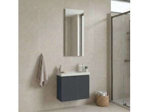 Conjunto de mueble con lavabo y espejo (2 piezas) «Ferla 60» - 60 x 22 x 50 cm - Antracita mate 2