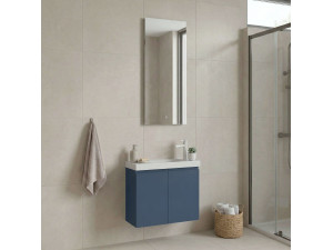Conjunto de mueble con lavabo y espejo (2 piezas) «Ferla 60» - 60 x 22 x 50 cm - Azul mate 2