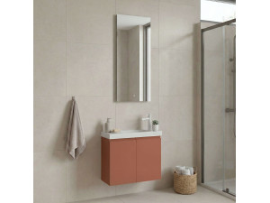 Conjunto de mueble con lavabo y espejo (2 piezas) «Ferla 60» - 60 x 22 x 50 cm - Canela mate 2
