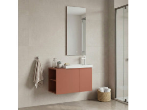 Conjunto de mueble con lavabo y espejo (2 piezas) «Ferla 80» - 80 x 22 x 45 cm - Canela mate 2