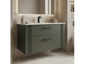 Mueble para lavabo «Bari 100 v2» - 100 x 45 x 55 cm - Verde mate 2